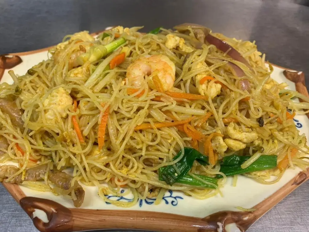 Stir-fried noodles with shrimp, eggs and mixed vegetables at Red Mango Asian Cuisine Restaurant in Stratham